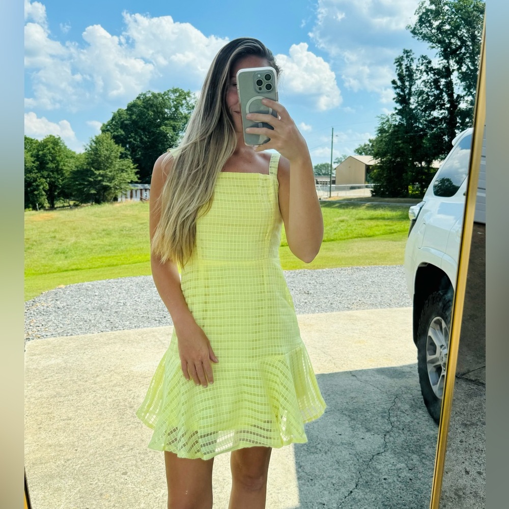 Yellow Peplum Mini Dress | size: small | never worn with tags!